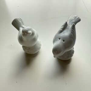 Vintage White Ceramic Bird Salt Pepper‎ Shakers Pair